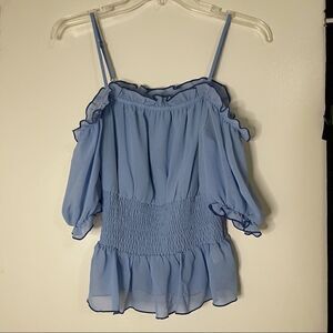 Lovers And Friends Blue off shoulder cinched top